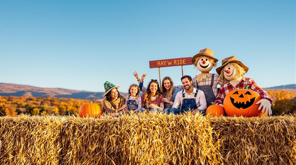 autumn laughter on hayride