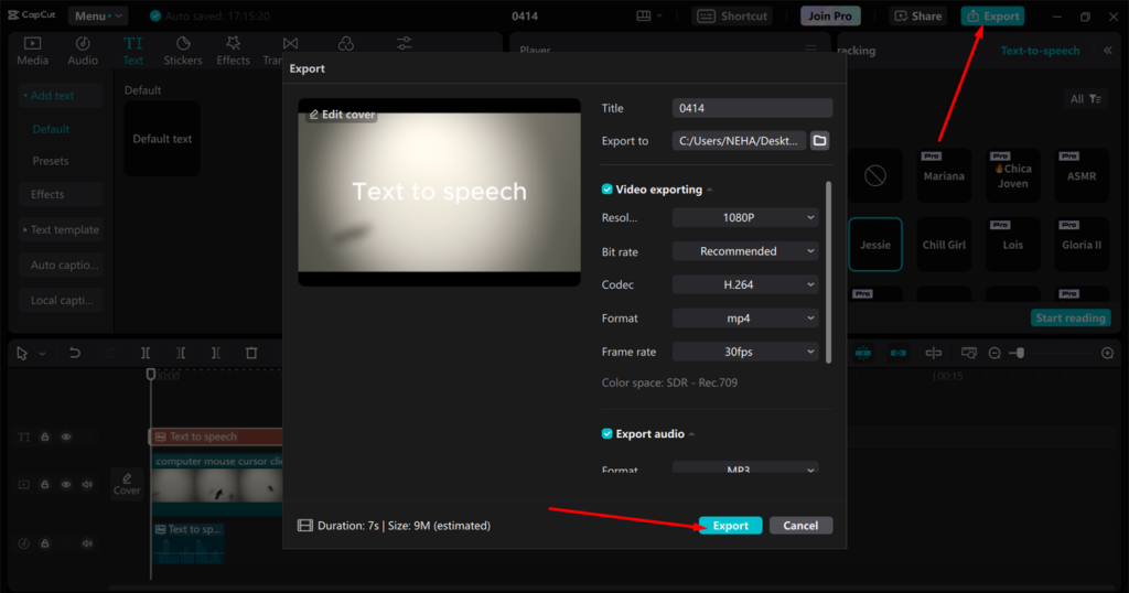 Step 3- Export the Final Video